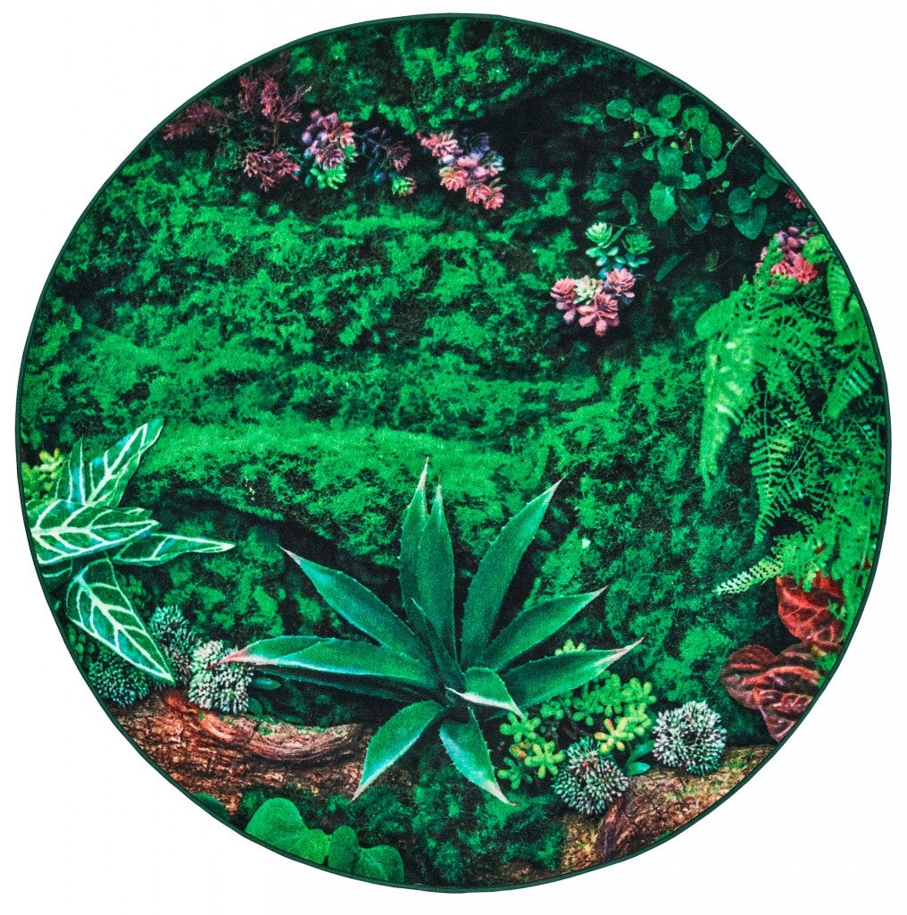 Real Jungle Floor Rug - 6ft - Round - Green