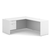 OfficeSource OS Laminate Collection Single 3/4 Pedestal "L" Desk - 66" x 30" - White