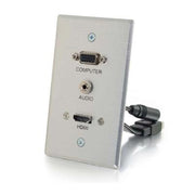 C2G HDMI  VGA + 3.5mm Pass Through Single Gang Wall Plate - Aluminum