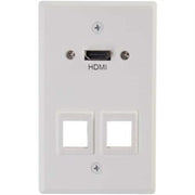 HDMI Pass Through Single Gang Wall Plate with Two Keystones - White