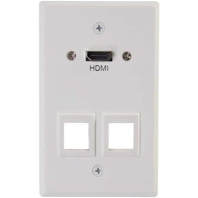 HDMI Pass Through Single Gang Wall Plate with Two Keystones - White