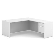 OfficeSource OS Laminate Collection Single 3/4 Pedestal ''L'' Desk - 71'' x 30'' - White