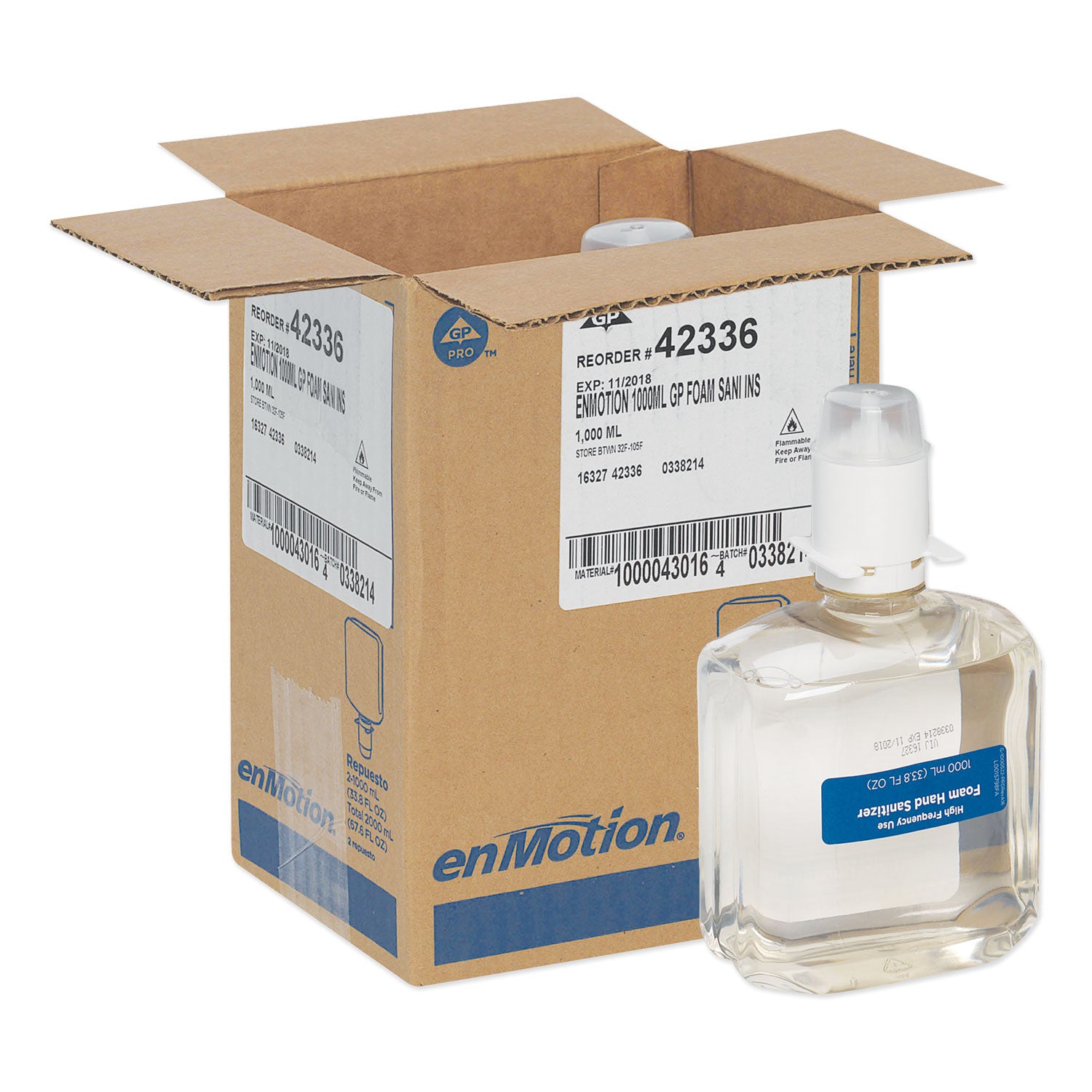 Gp Enmotion High-Frequency-Use Foam Sanitizer Dispenser Refill, Fragrance-Free, 1,000 Ml, Fragrance-Free, 2/carton