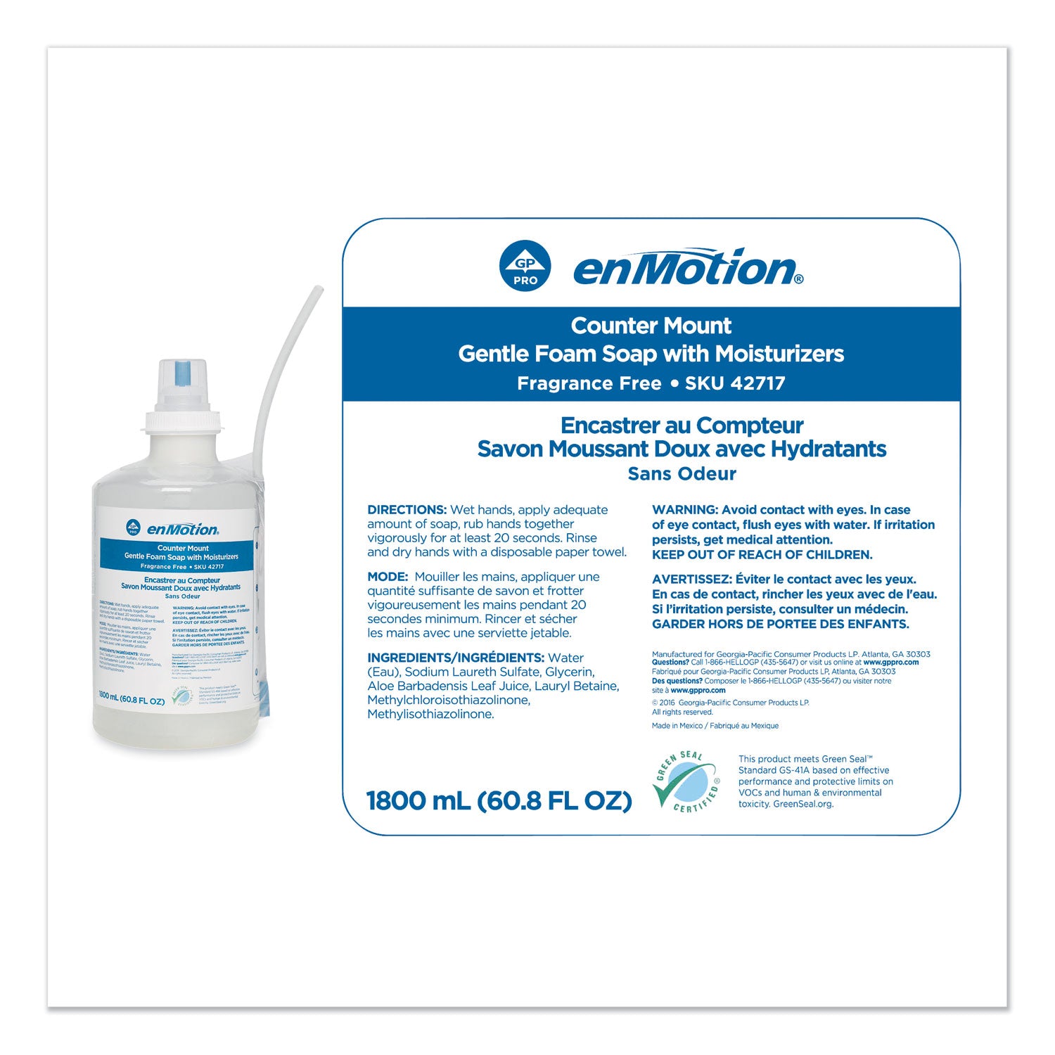 Gp Enmotion Counter Mount Foam Soap Refill, Fragrance-Free, 1,800 Ml, 2/carton
