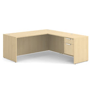 OfficeSource OS Laminate Collection Single 3/4 Pedestal ''L'' Desk - 71'' x 30'' - Maple