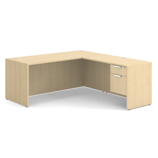 OfficeSource OS Laminate Collection Single 3/4 Pedestal ''L'' Desk - 71'' x 30'' - Maple