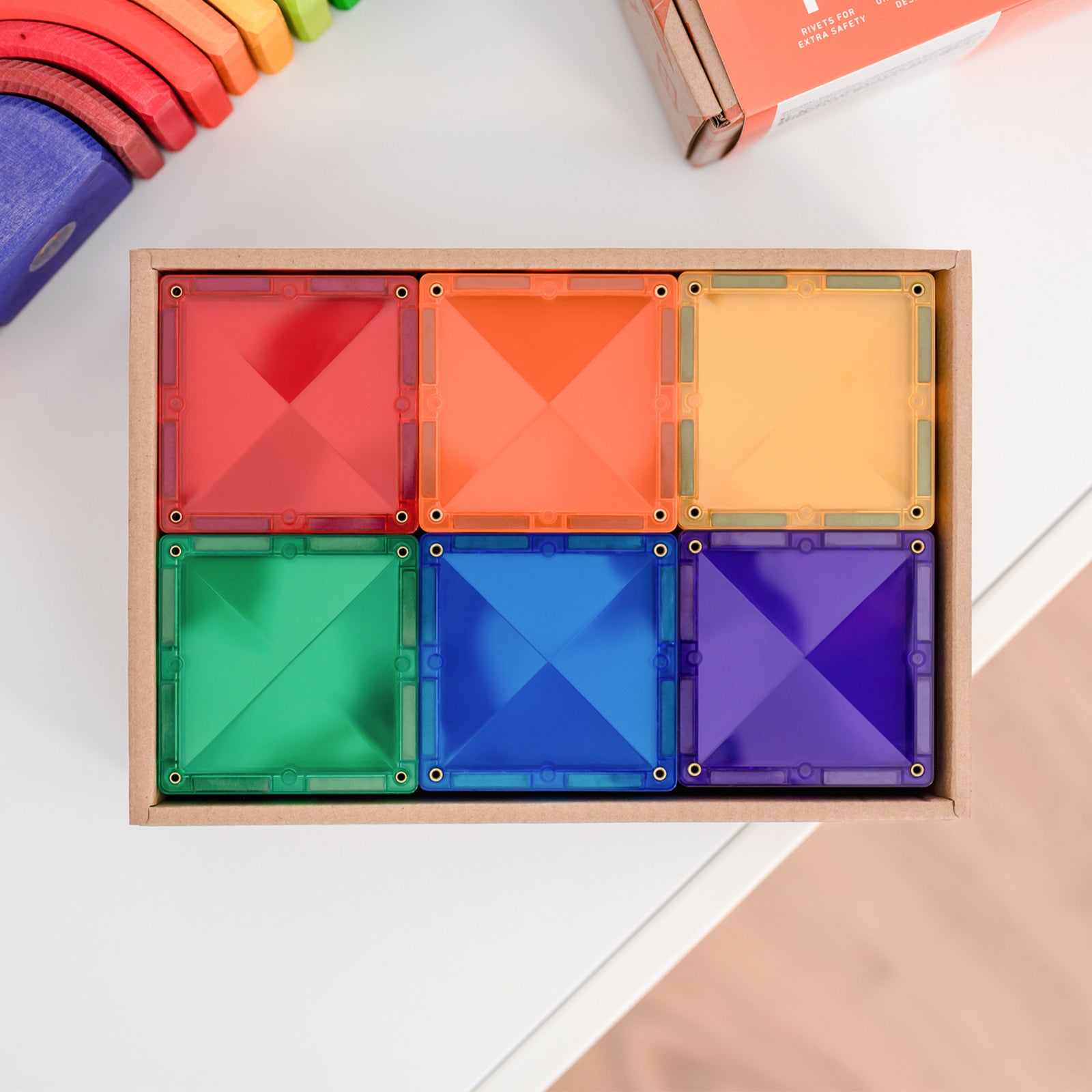 Magnetic Tiles Rainbow Square Pack, 42 Pieces