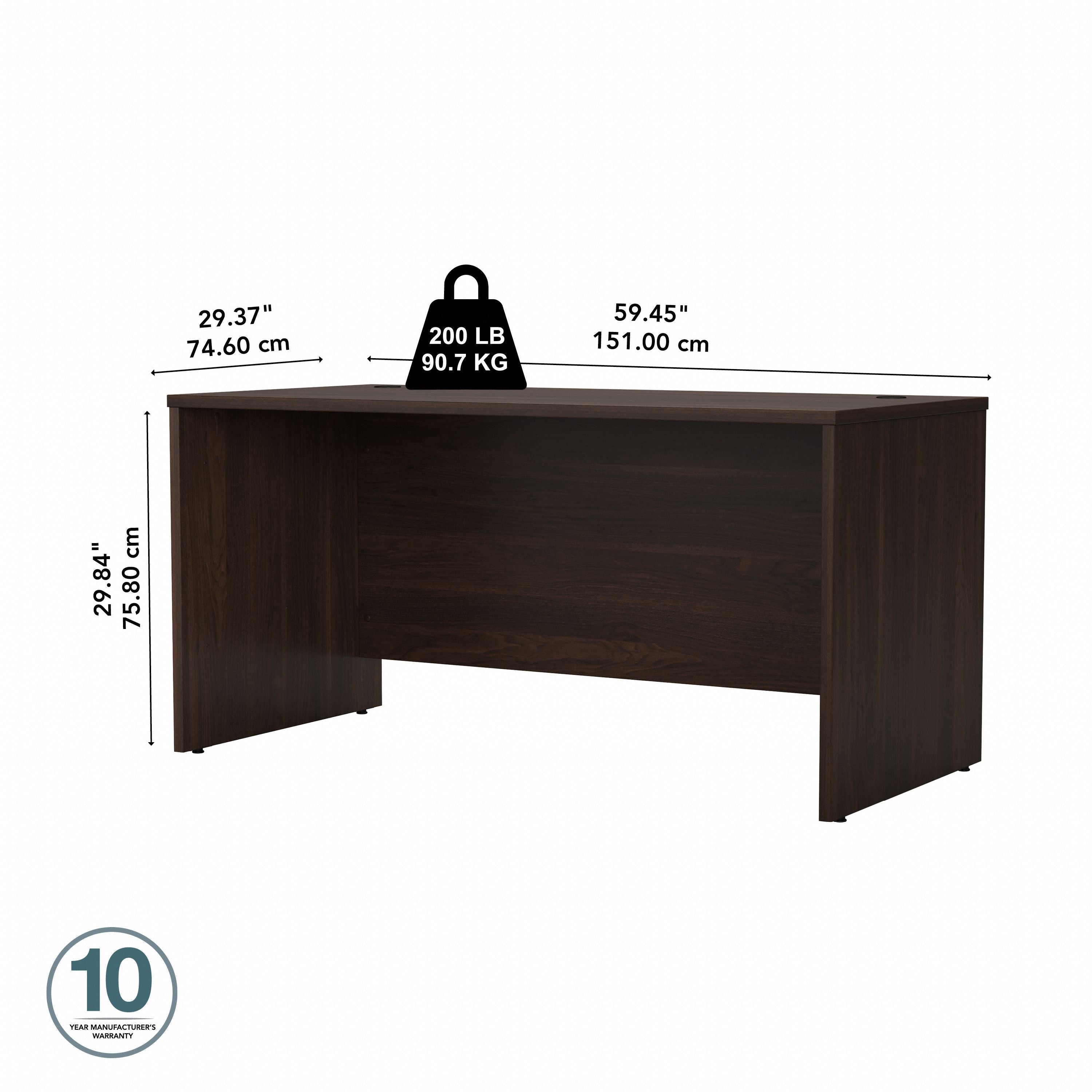 Bush Business Furniture Studio C 60W x 30D Office Desk in Black Walnut - 59.45" Width x 29.37" Depth x 29.84" Height