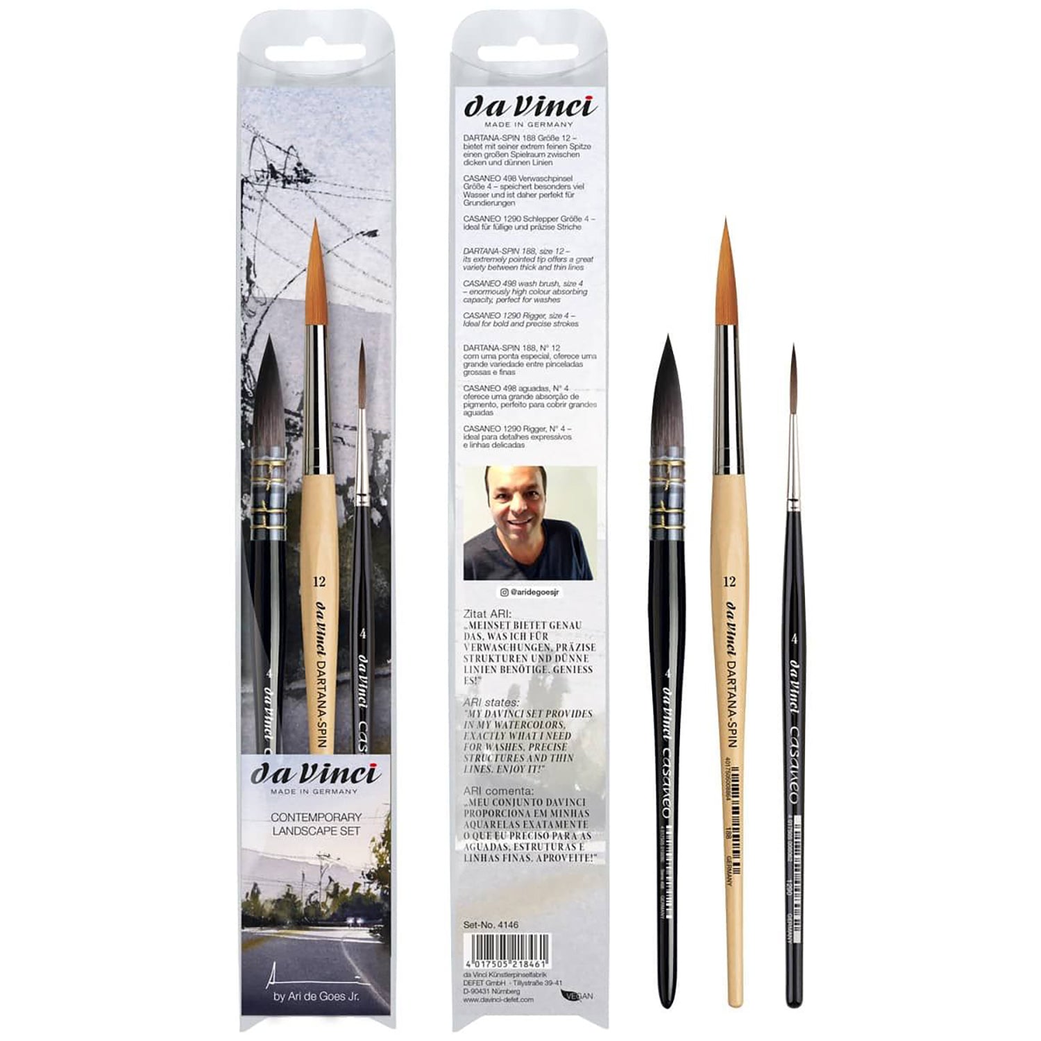 Artist Signature Collection by Ari de Goes Jr., Contemporary Landscape Brushes, Assorted, 3 Brush Set