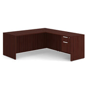 OfficeSource OS Laminate Collection Single 3/4 Pedestal ''L'' Desk - 71'' x 30'' - Mahogany