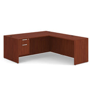 OfficeSource OS Laminate Collection Single 3/4 Pedestal ''L'' Desk - 71'' x 36'' - Cherry
