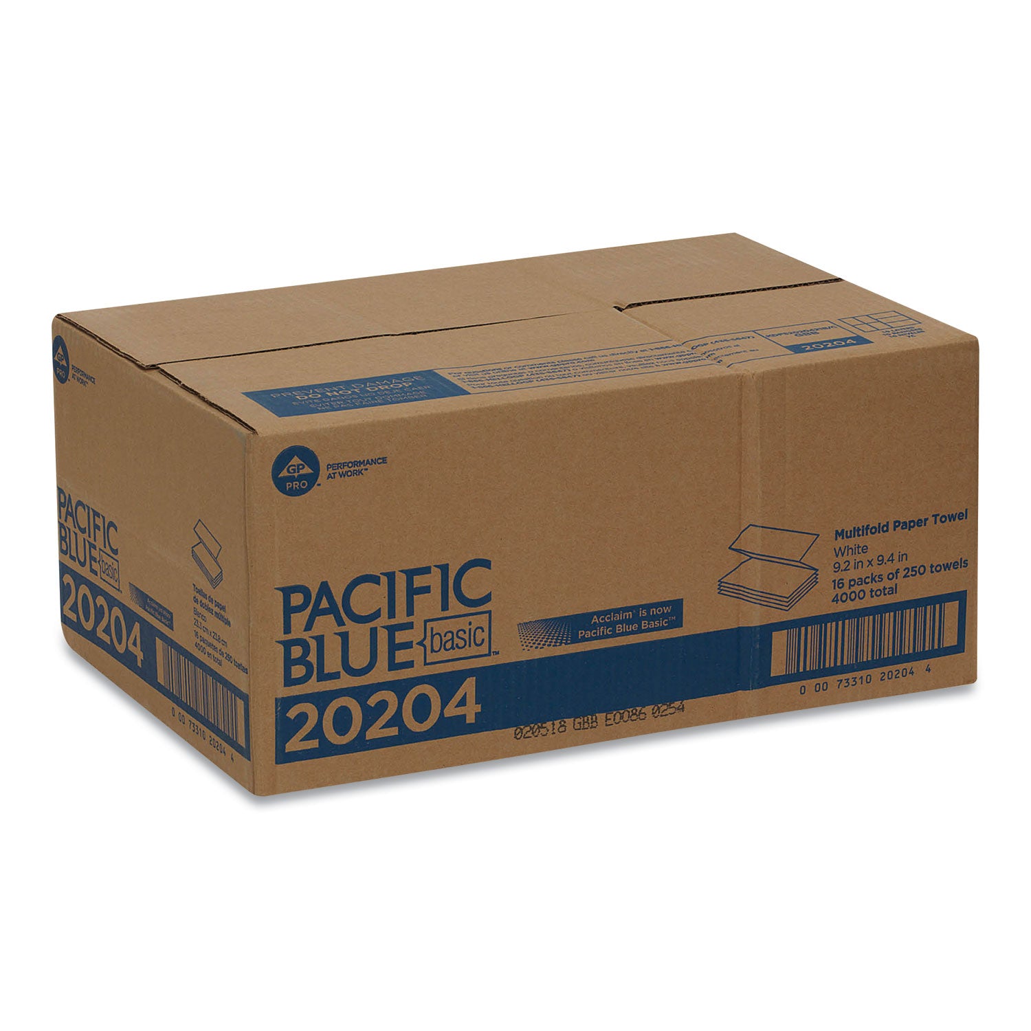9.40" Width x 9.20" Length - White - 250/Pack - 16 / Carton
