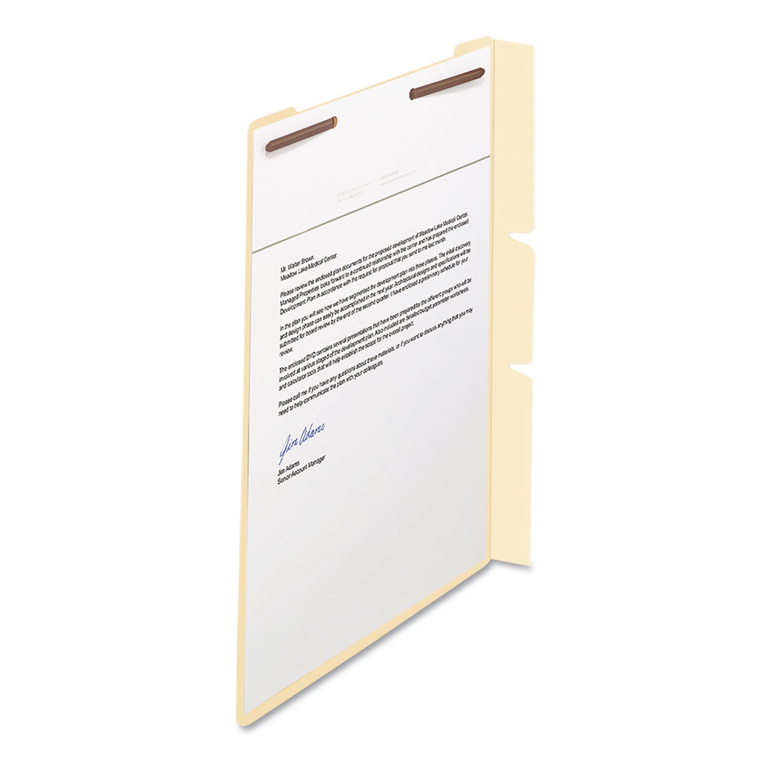 Smead Self-Adhesive Folder Dividers with Twin-Prong Fastener - For Letter 8 1/2" x 11" Sheet - Manila - 100 / Box