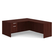 OfficeSource OS Laminate Collection Single 3/4 Pedestal ''L'' Desk - 71'' x 36'' - Mahogany