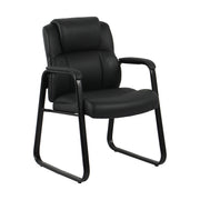 OfficeSource Brady Executive Guest Chair with Sled Base - Black PU Leather