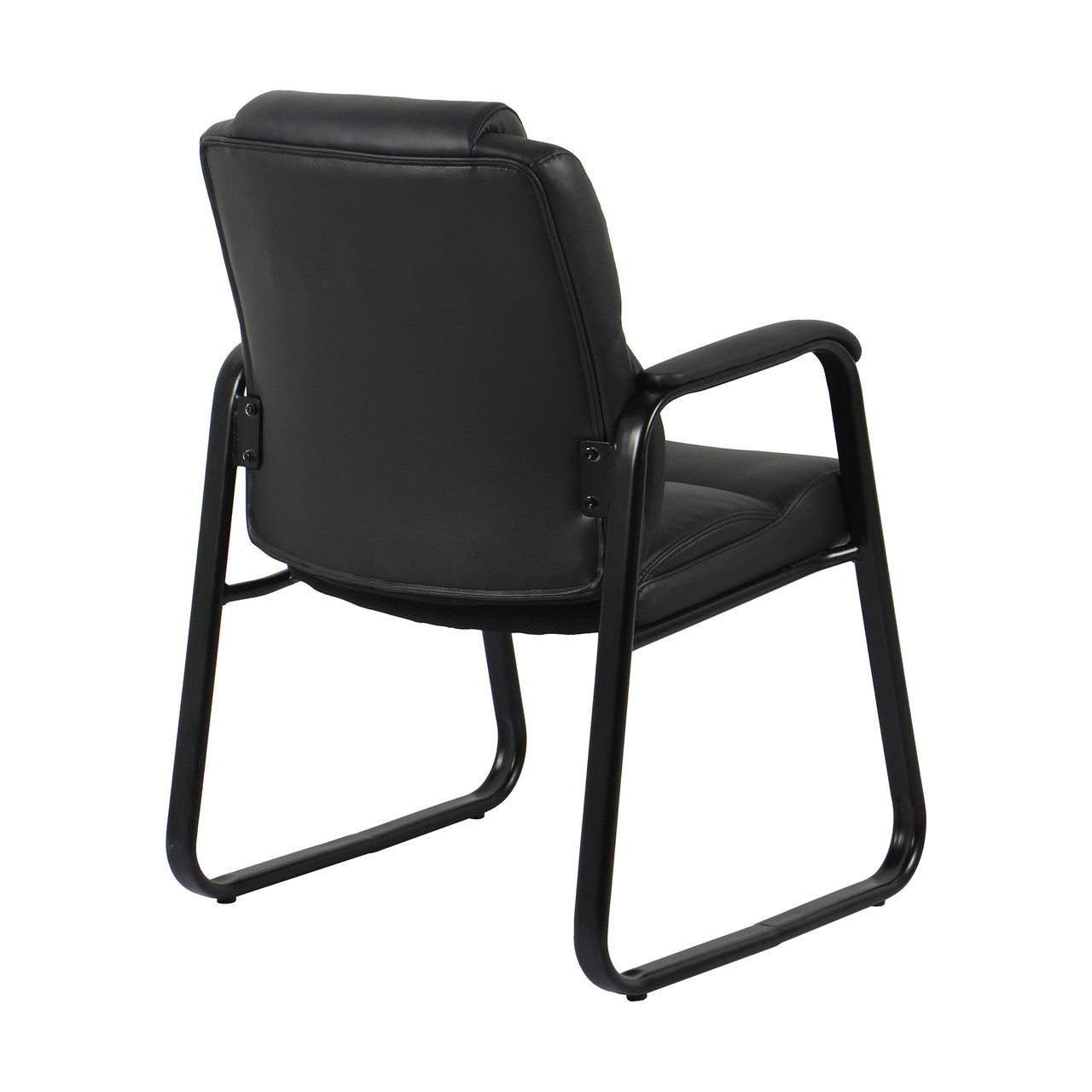 OfficeSource Brady Executive Guest Chair with Sled Base - Black PU Leather