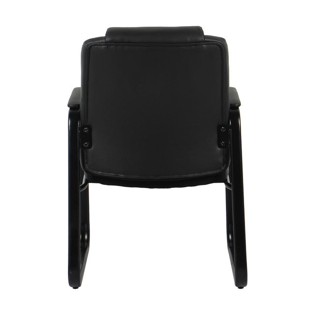 OfficeSource Brady Executive Guest Chair with Sled Base - Black PU Leather