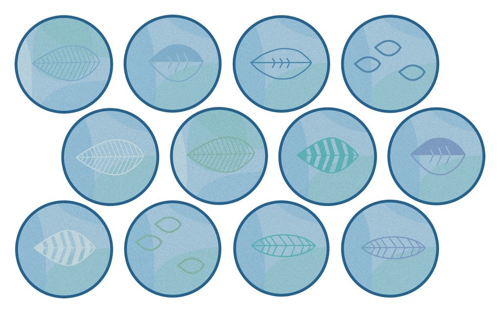 Peaceful Spaces Leaf Seating  - 16in Circles Kit - Set of 12 - Blue