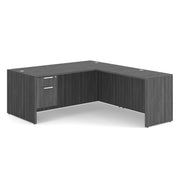 OfficeSource OS Laminate Collection Single 3/4 Pedestal ''L'' Desk - 71'' x 36'' - Coastal Gray