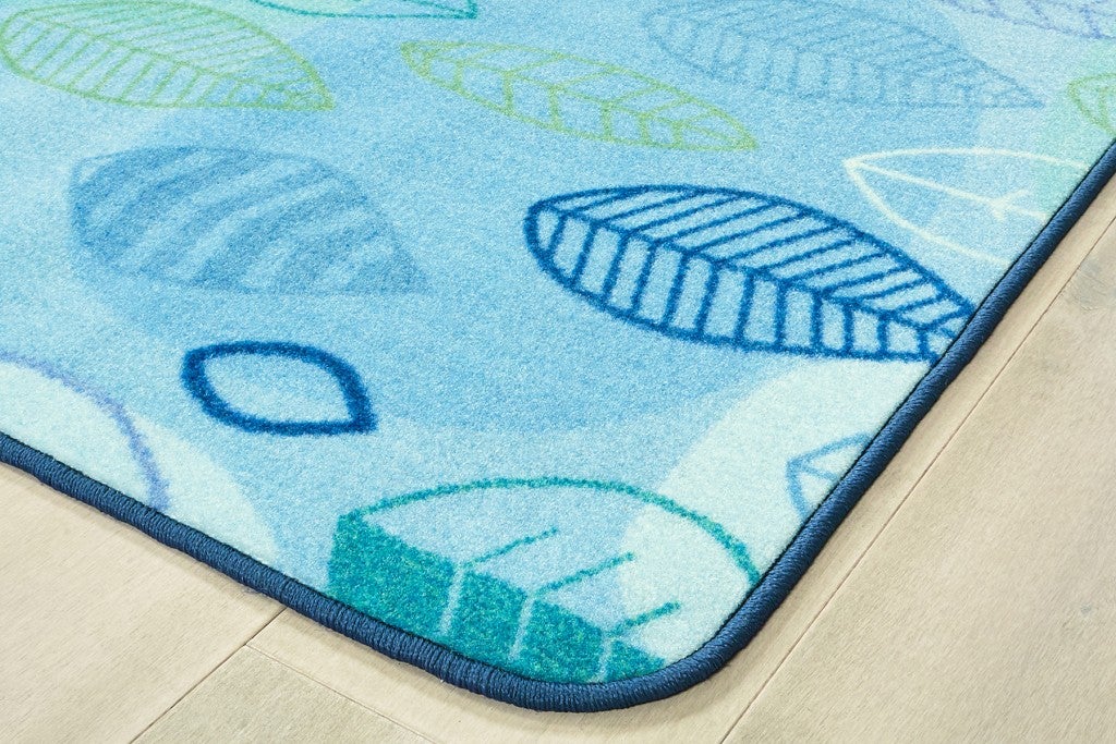 Peaceful Spaces Leaf Rug - 6ft x 9ft - Rectangle - Blue