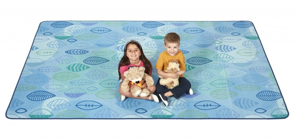 Peaceful Spaces Leaf Rug - 8ft x 12ft - Rectangle - Blue