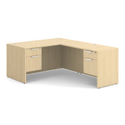 OfficeSource Laminate Double 3/4 Hanging Pedestal ''L'' Desk - 60'' x 30'' - Maple