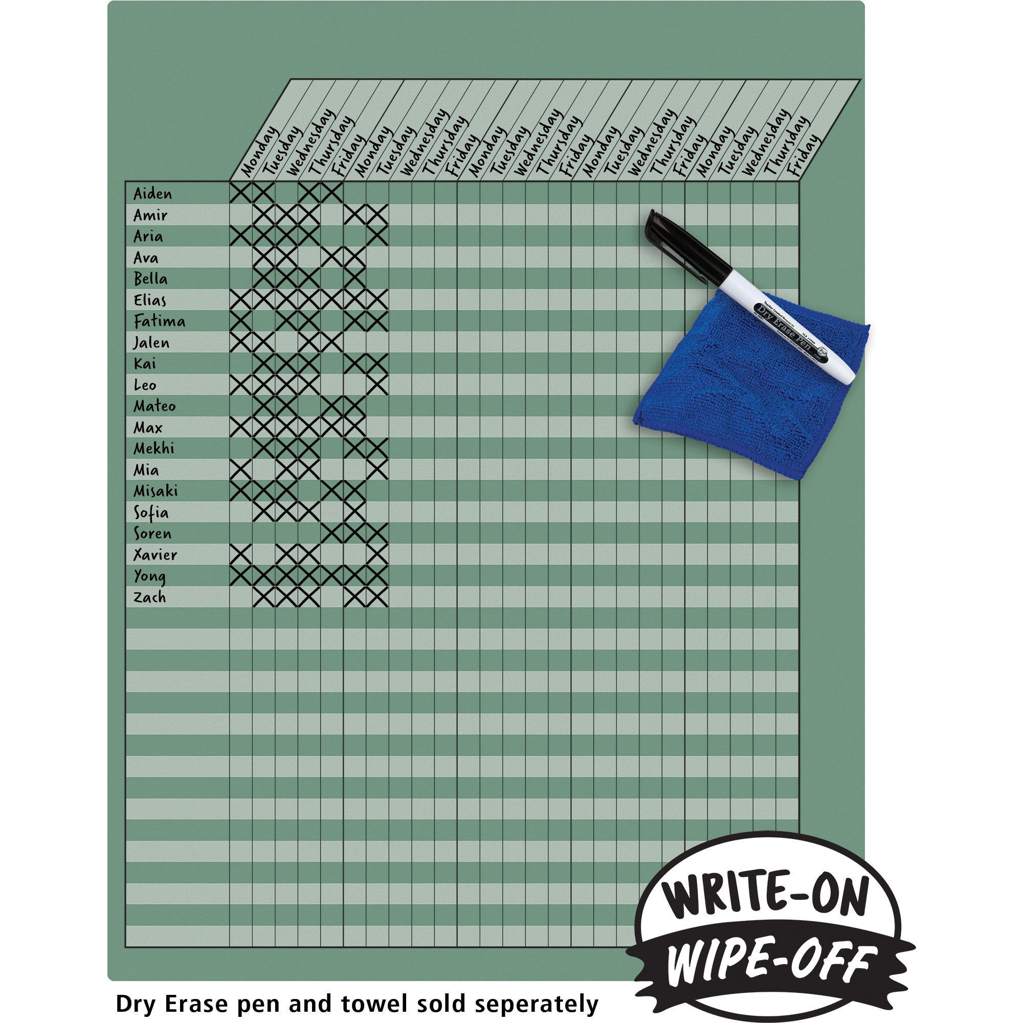 Eucalyptus Green Incentive Write-On/Wipe-Off Chart