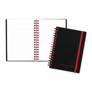 Black n' Red Business Notebook - 70 Sheets - Double Wire Spiral - 24 lb Basis Weight - A6 - 4 1/8" x 5 7/8" Sheet Size - White Paper - Red Binding - Black Polypropylene Cover - Perforated, Wipe-clean Cover, Strap - 1 Each