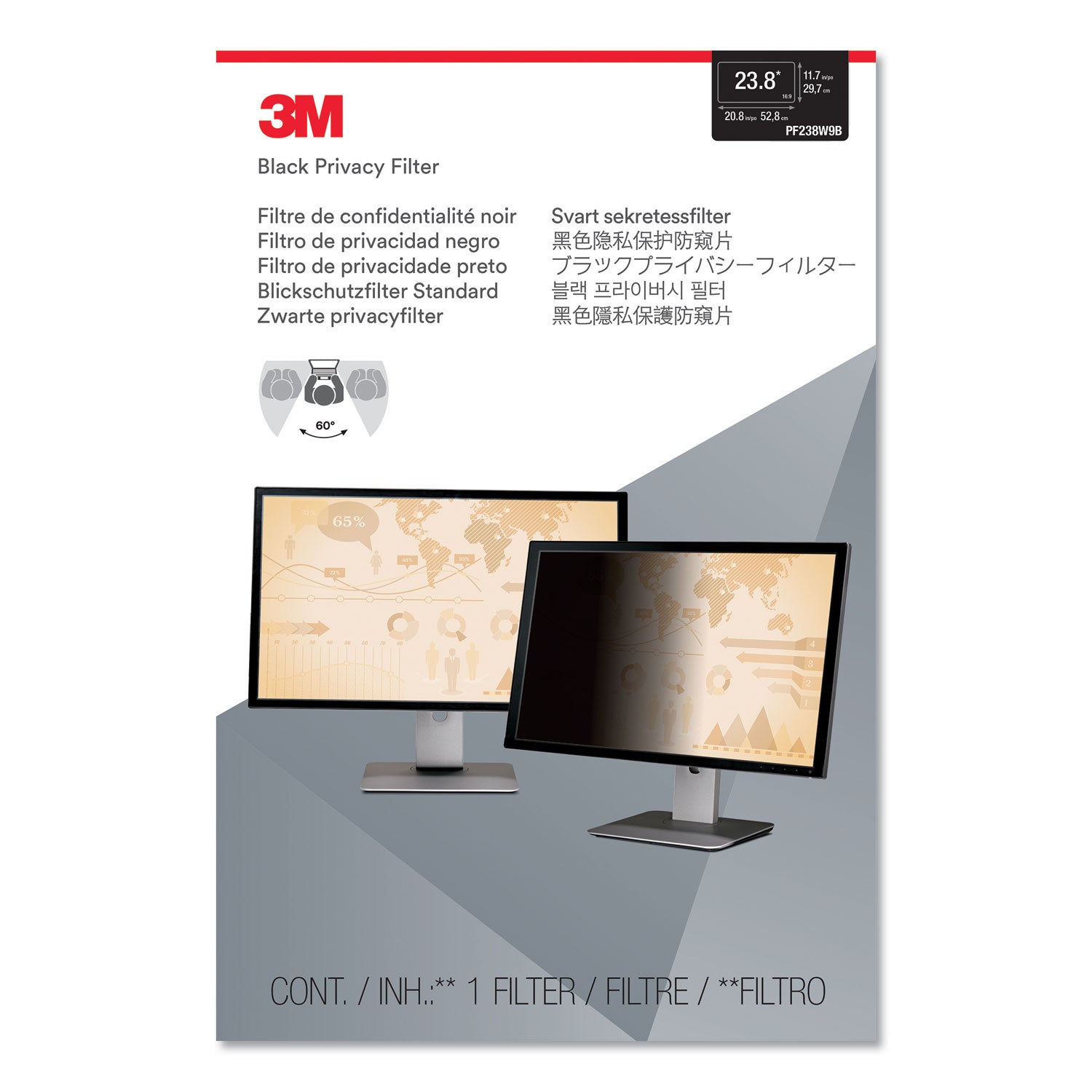 For 23.8" Widescreen LCD Monitor - 16:9 - Scratch Resistant, Fingerprint Resistant, Dust Resistant - Anti-glare - 1 Each