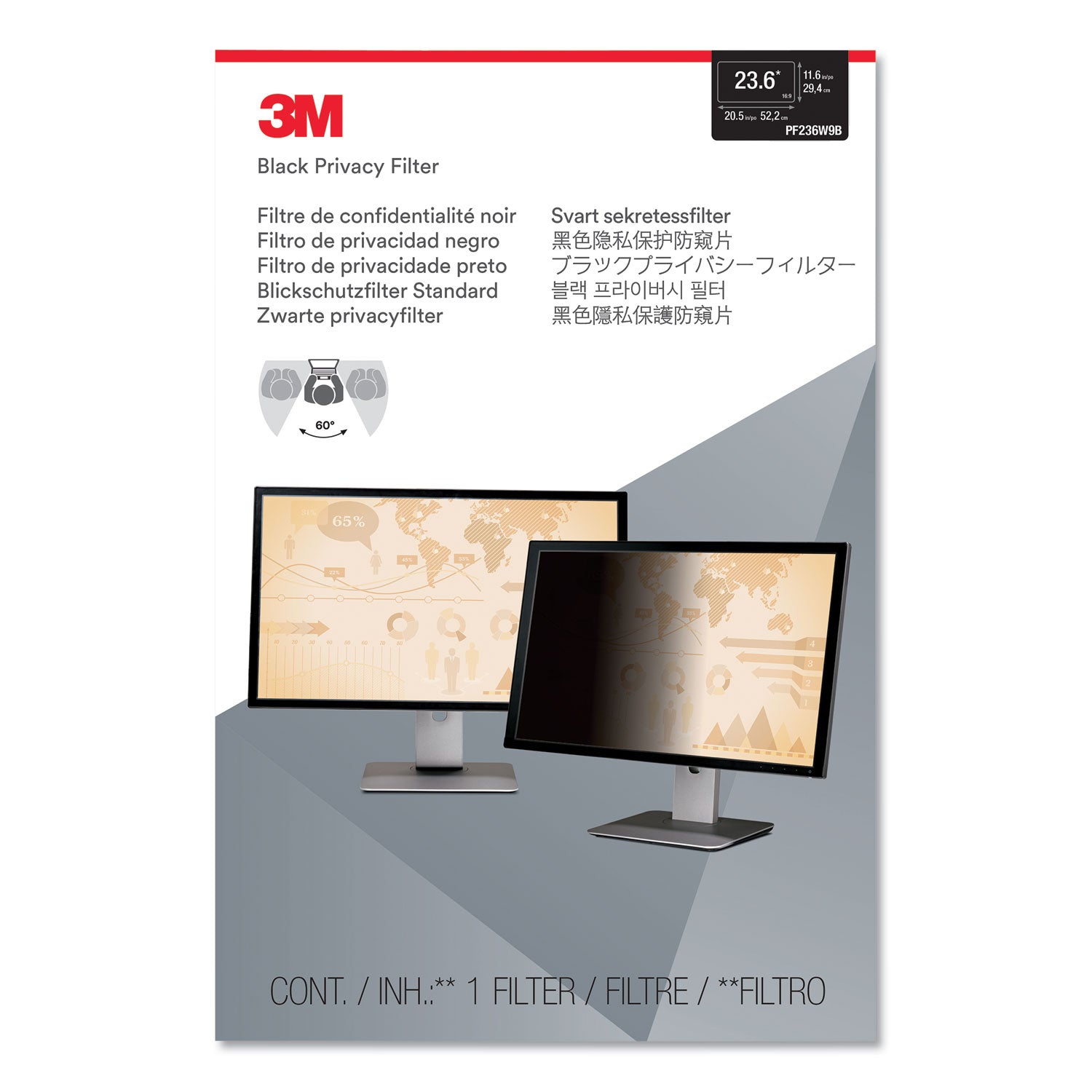 For 23.6" Widescreen LCD Monitor - 16:9 - Scratch Resistant, Fingerprint Resistant, Dust Resistant - Anti-glare - 1 Each
