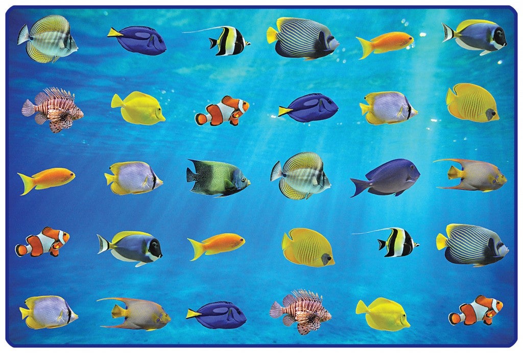 Friendly Fish Seating Rug - 6ft x 9ft - Rectangle - Blue
