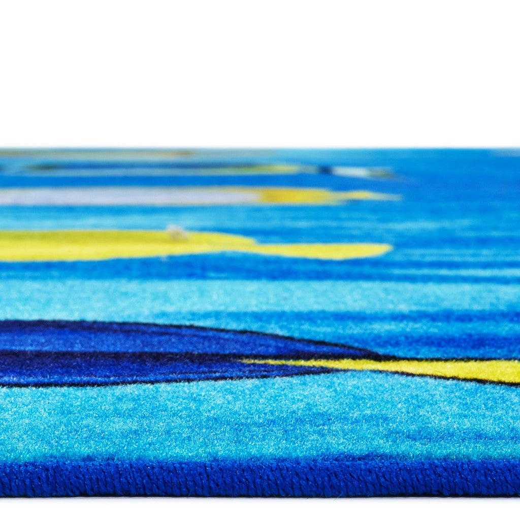 Friendly Fish Seating Rug - 8ft x 12ft - Rectangle - Blue