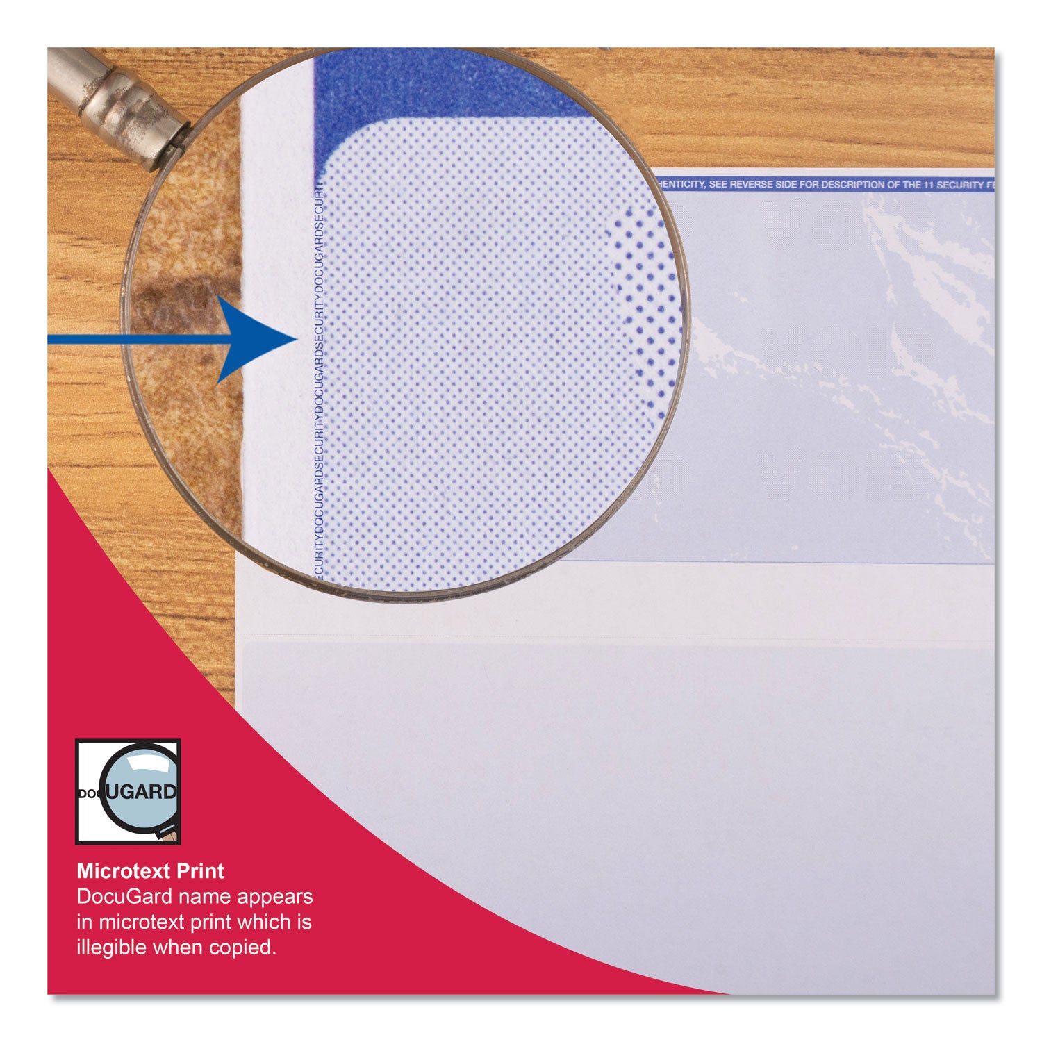 DocuGard Security Business Checks, Letter Size 8.5" x 11", 24 lb, Smooth, Erasure Protection, Watermarked, Marble Blue, 500 Sheets per Ream