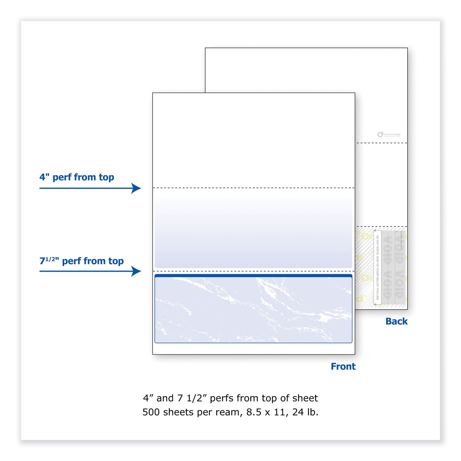 DocuGard Security Business Checks, Letter Size 8.5" x 11", 24 lb, Smooth, Erasure Protection, Watermarked, Marble Blue, 500 Sheets per Ream