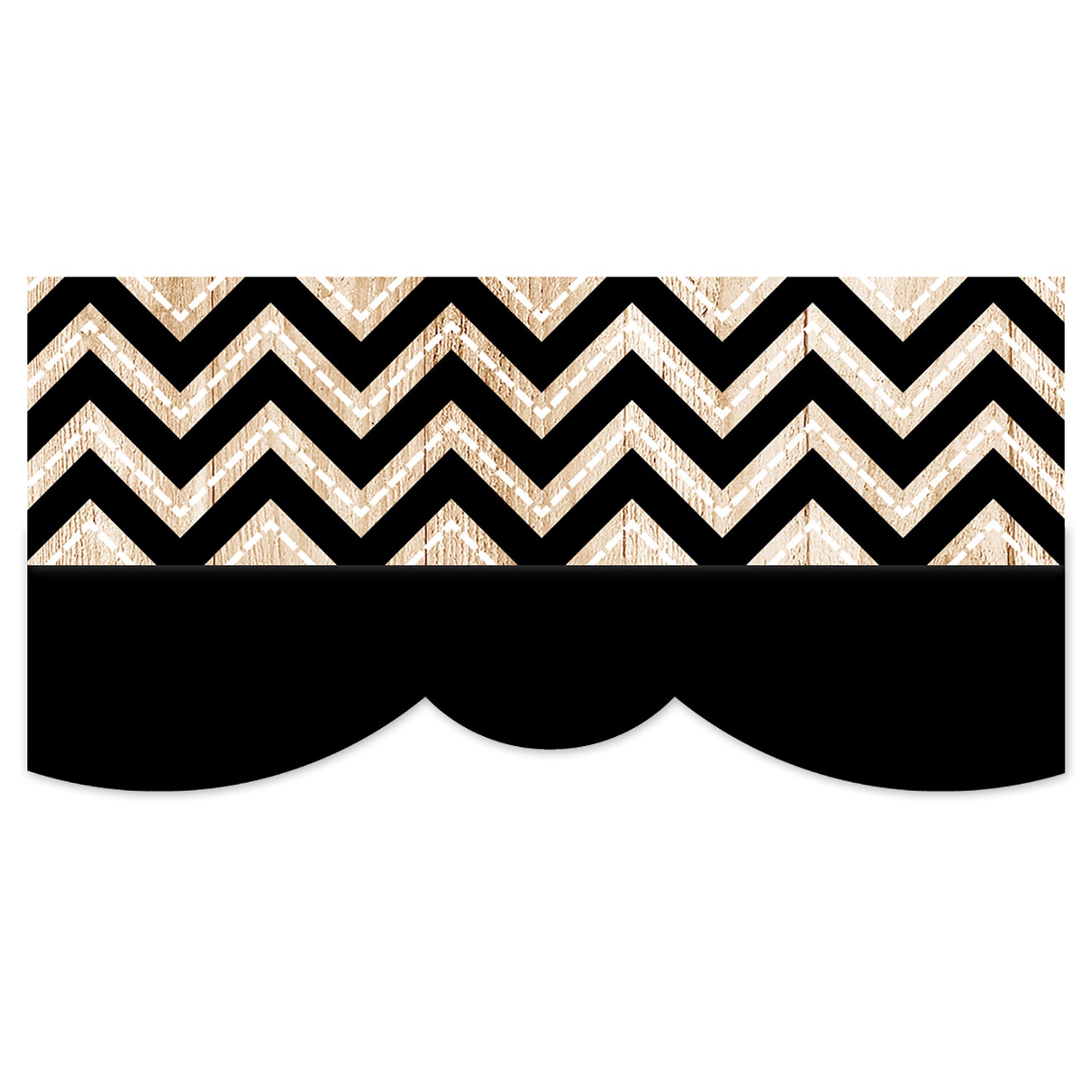 Core Decor Black and Wood Chevron EZ Border, 48 Feet