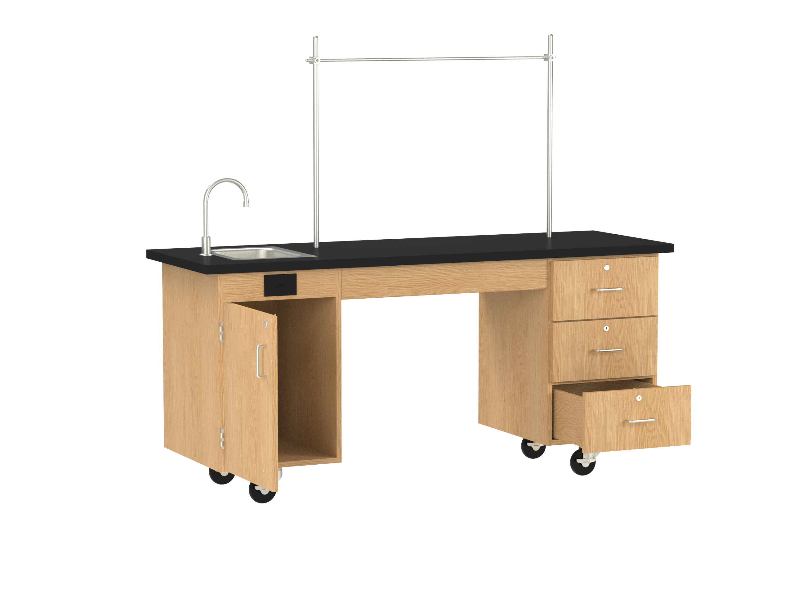 Kinetic ADA Lab Station - Red Oak, 72"W x 24"D x 33-1/2"H
