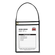 Shop Ticket Holder With Strap, Black, Stitched, Both Sides Clear, 9" x 12", Box of 15
