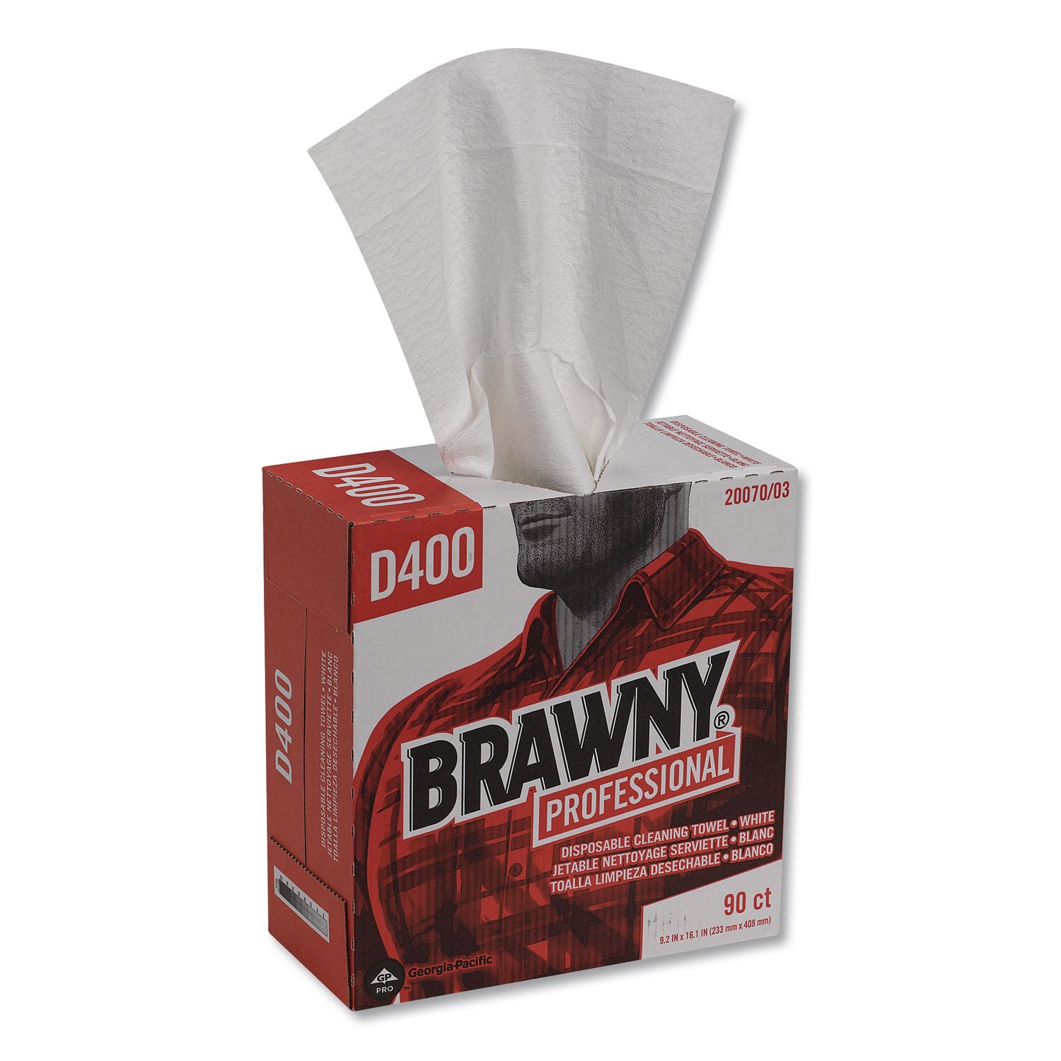 Brawny&reg; Professional D400 Disposable Cleaning Towels - 16.10" Width x 9.20" Length - White - 90 / Box