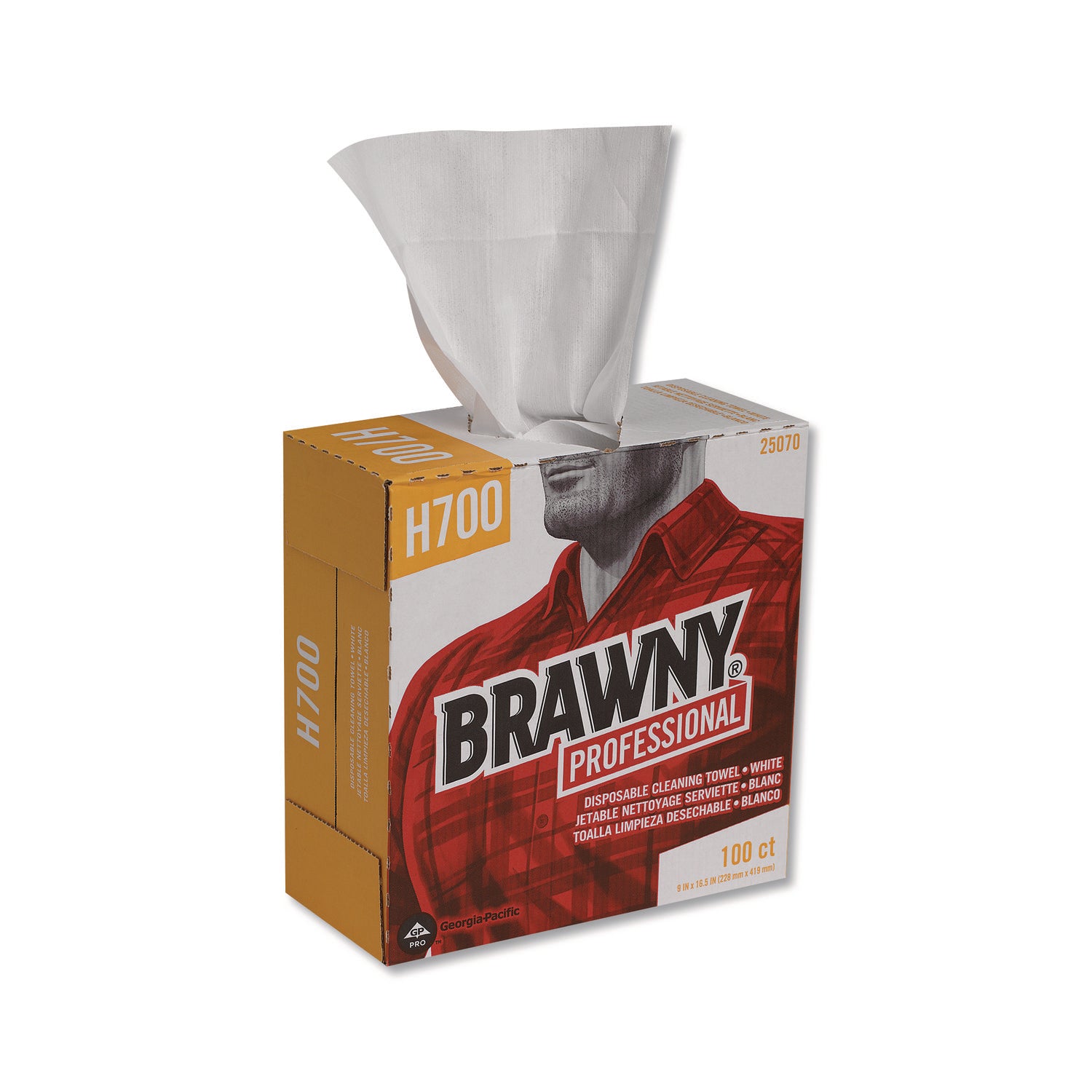 Brawny&reg; Professional H700 Disposable Cleaning Towels - 9.10" Width x 16.50" Length - White - Pulp Fiber/ - 100 / Box