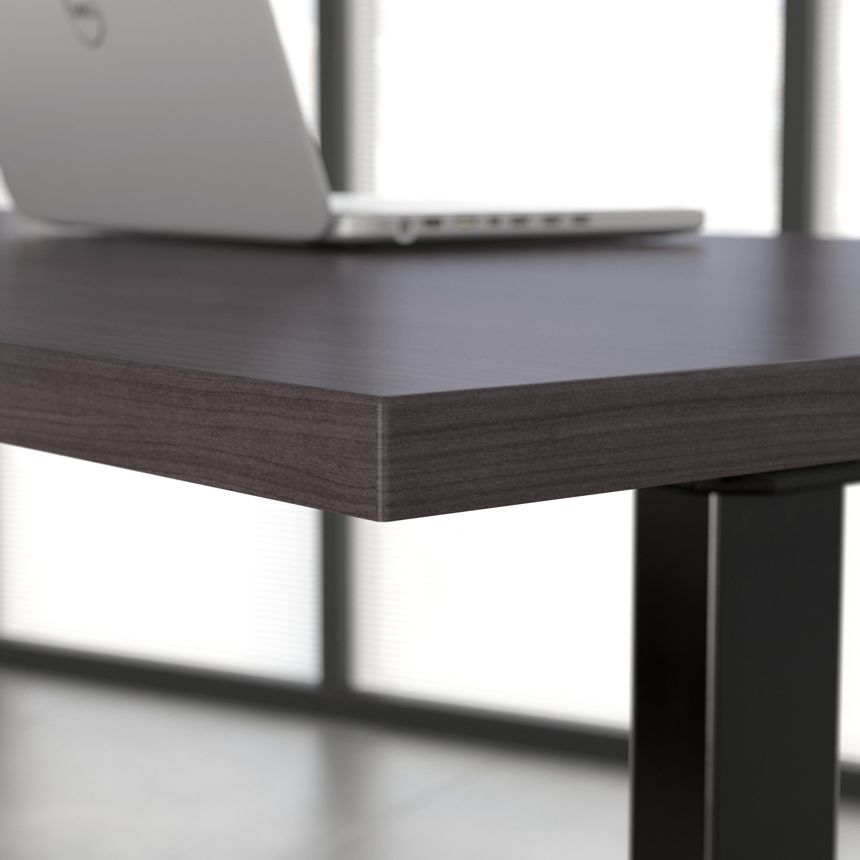 Move 60 Series by Bush Business Furniture 60W x 30D Height Adjustable Standing Desk with Storage in Storm Gray with Black Base - 59.45" Width x 29.37" Depth x 47.69" Height
