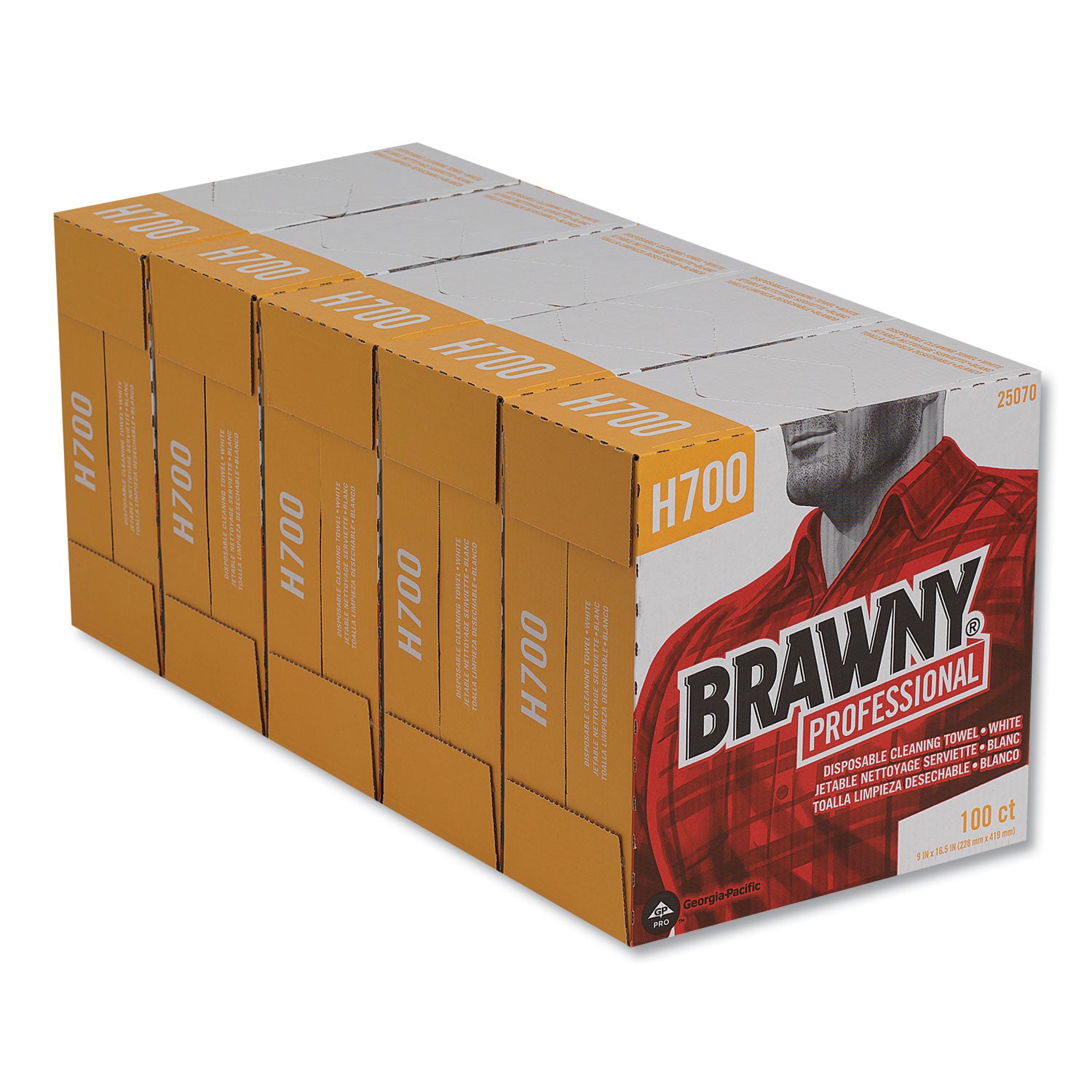 Brawny&reg; Professional H700 Disposable Cleaning Towels - 9.10" Width x 16.50" Length - White - Pulp Fiber/ - 100 / Box