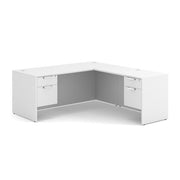 OfficeSource Laminate Double 3/4 Hanging Pedestal ''L'' Desk - 71'' x 30'' - White