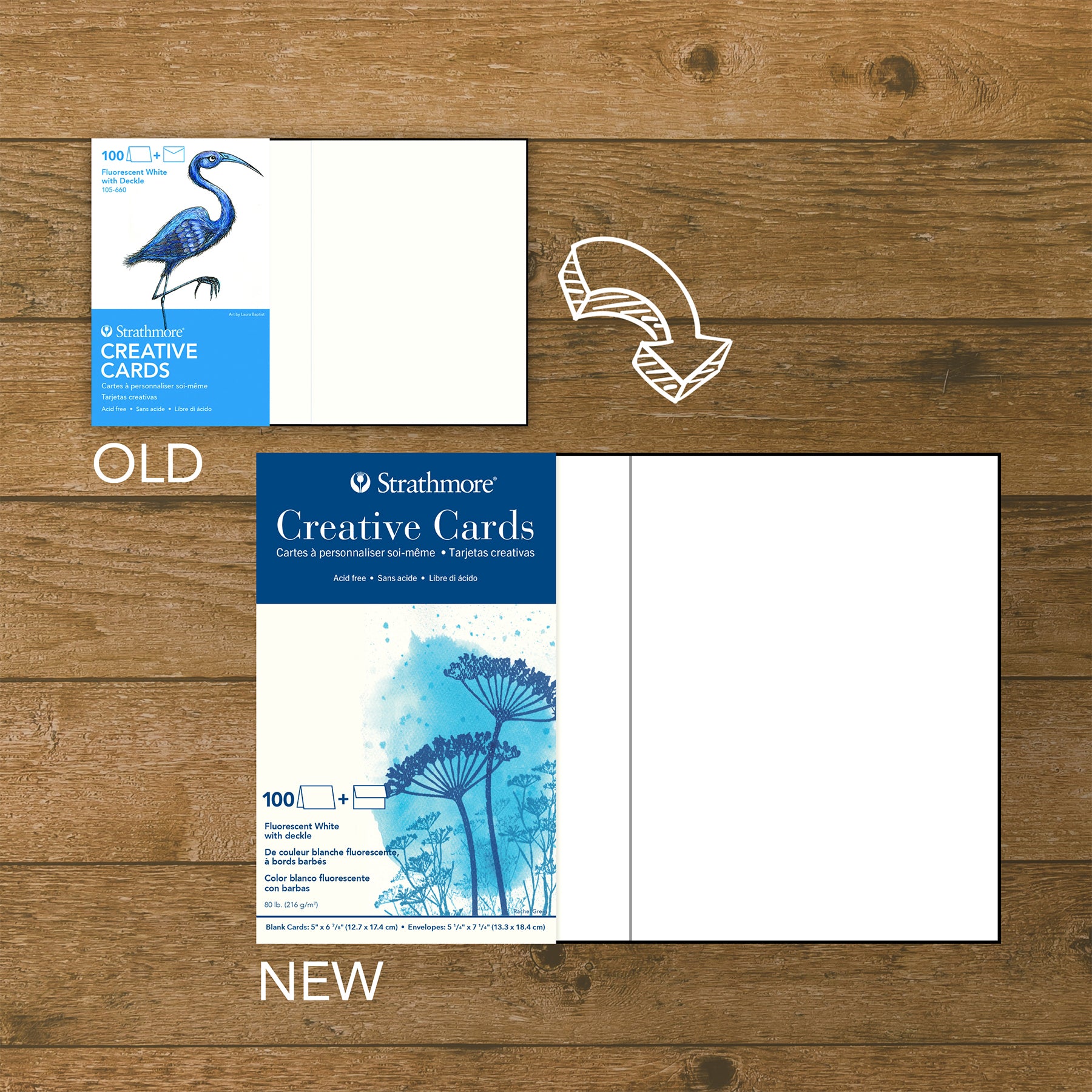 Creative Cards & Envelopes, Fluorescent White with Deckle Edge, Full Size, 5x6.875 inch, Pack of 100