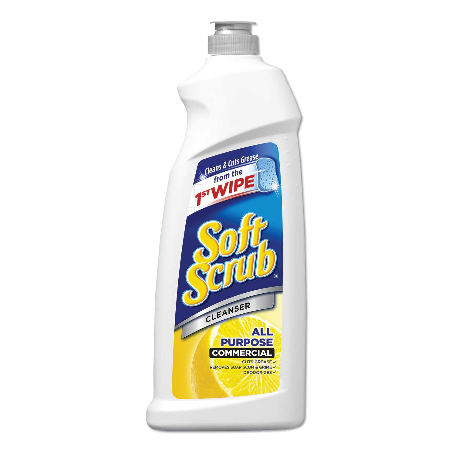 Soft Scrub All Purpose Cleanser, Lemon Scent, Non-scratching, Residue-free, 36 fl oz Bottles, 6/Carton