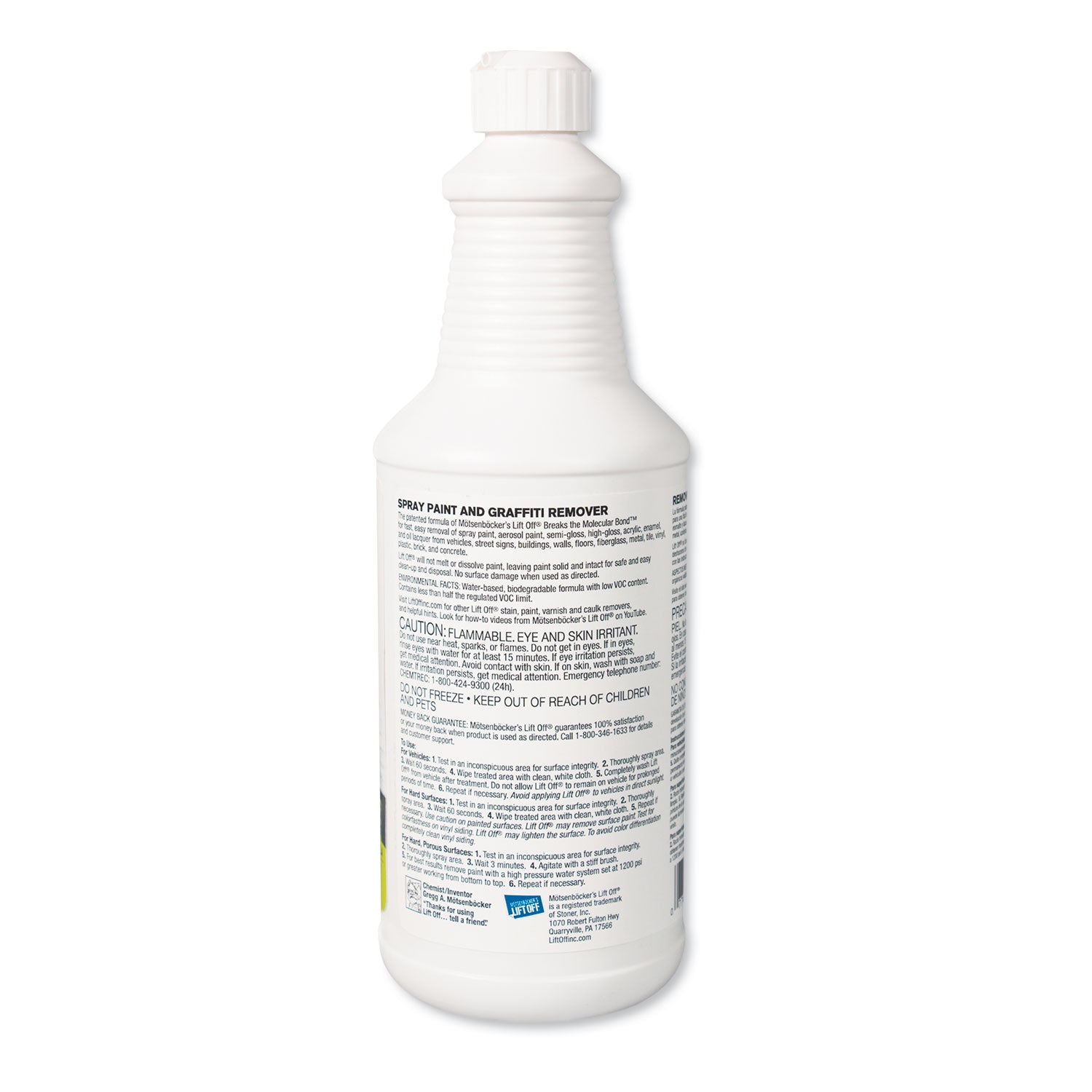 Mötsenböcker's Lift Off Spray Paint/Graffiti Remover - 32 fl oz (1 quart) - Environmentally Friendly, Water Based - White - 1 Each