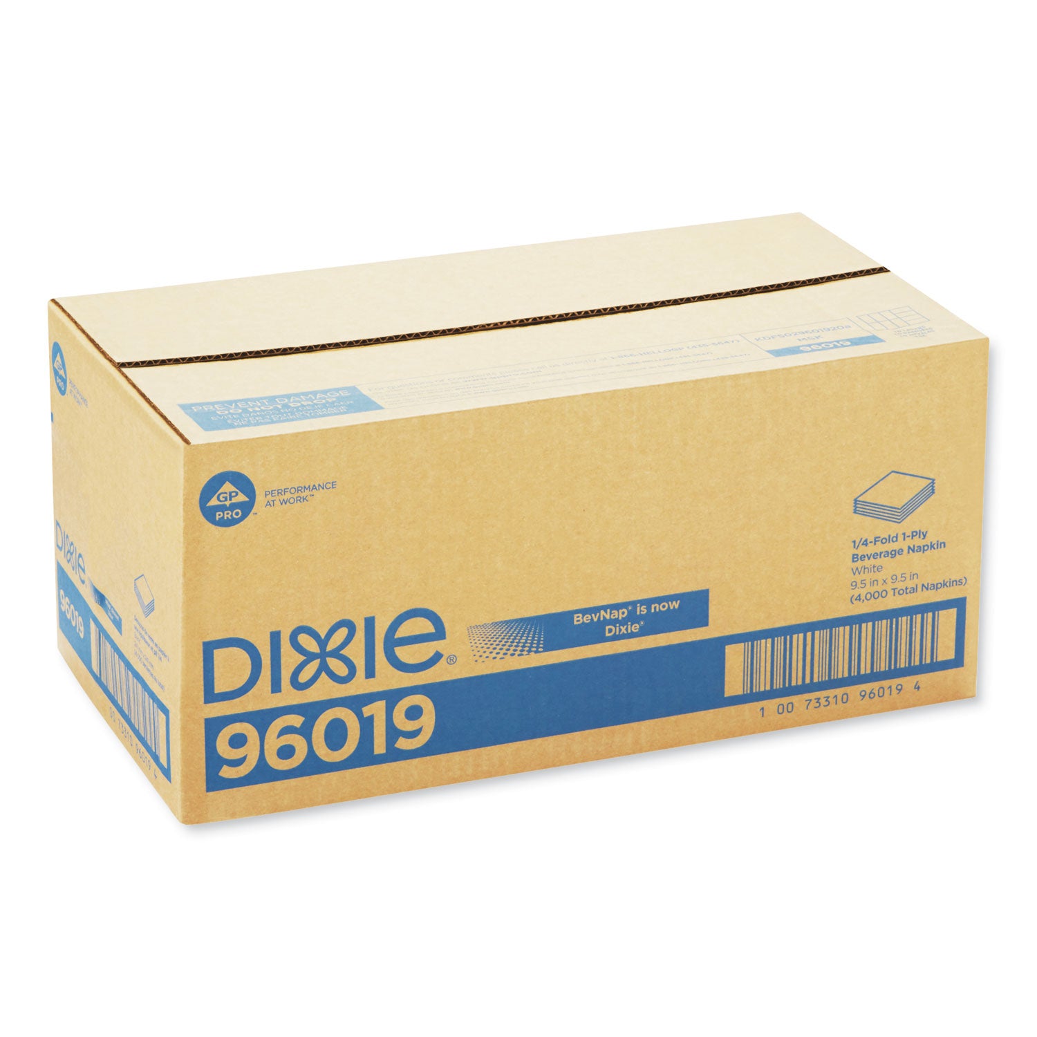 Dixie 1/4-Fold Beverage Napkin - 1 Ply - 9.50" Width x 9.50" Length - White - 500 / Pack