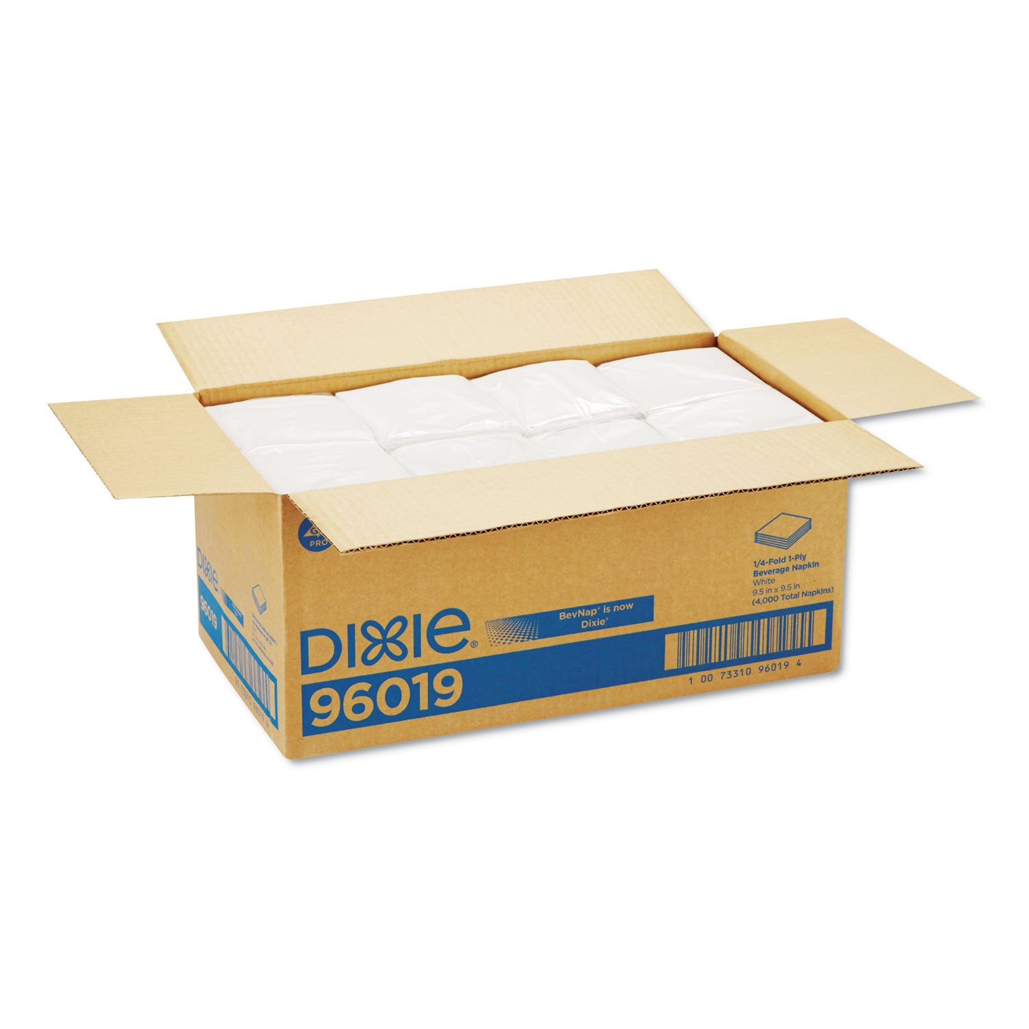 Dixie 1/4-Fold Beverage Napkin - 1 Ply - 9.50" Width x 9.50" Length - White - 500 / Pack
