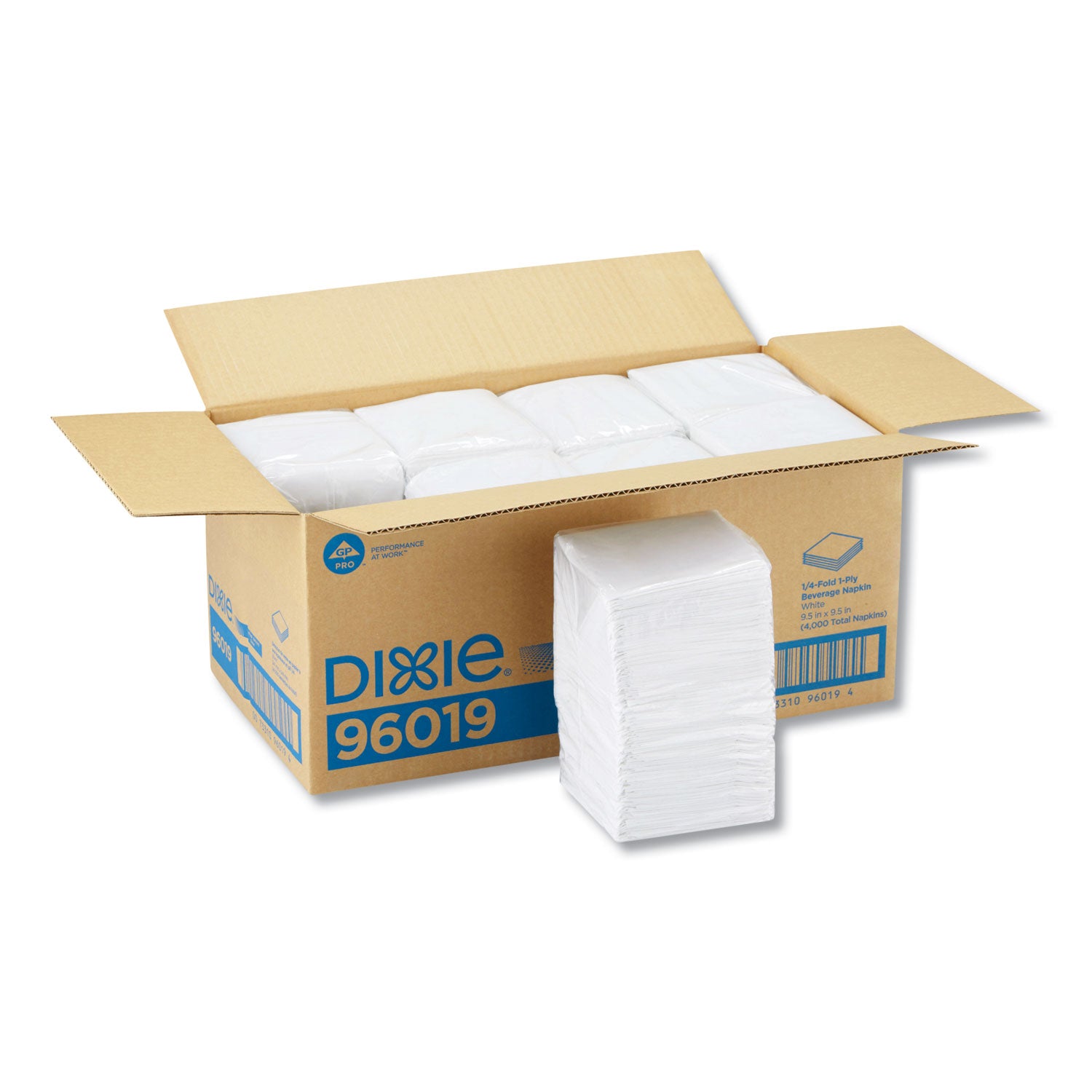 Dixie 1/4-Fold Beverage Napkin - 1 Ply - 9.50" Width x 9.50" Length - White - 500 / Pack