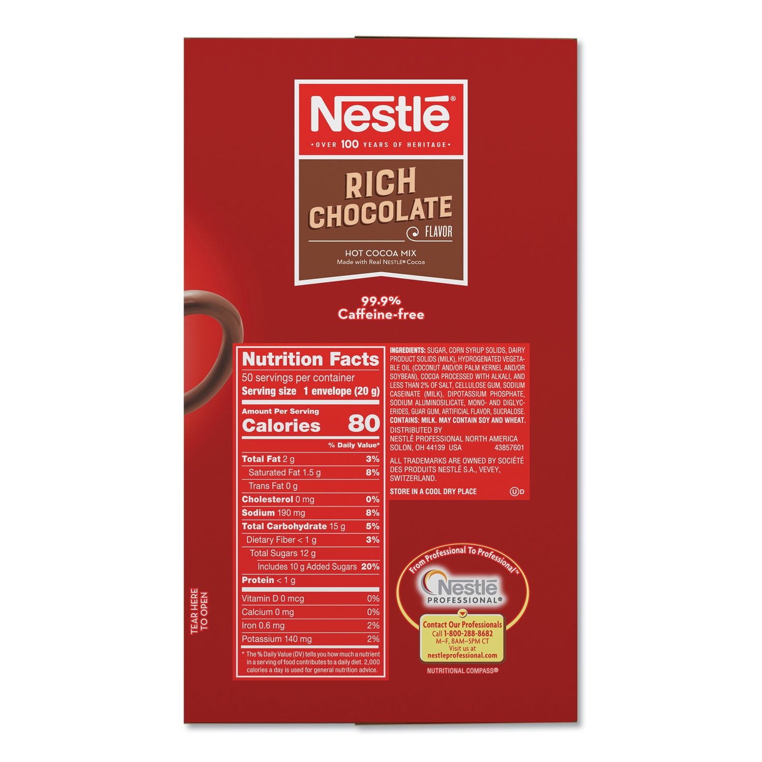 Nestle&reg; Rich Chocolate Single-Serve Hot Cocoa Packets - Powder - 0.71 oz - 50 / Box
