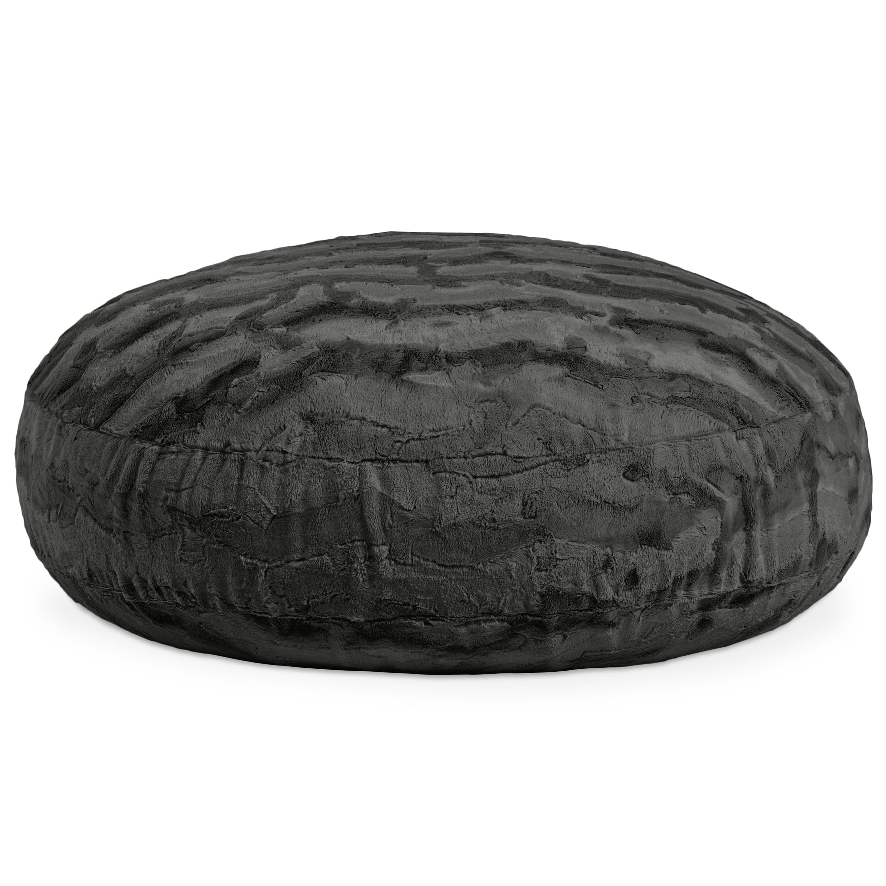 Jaxx Cocoon 4 Foot Bean Bag Chair - Faux Fur, Black